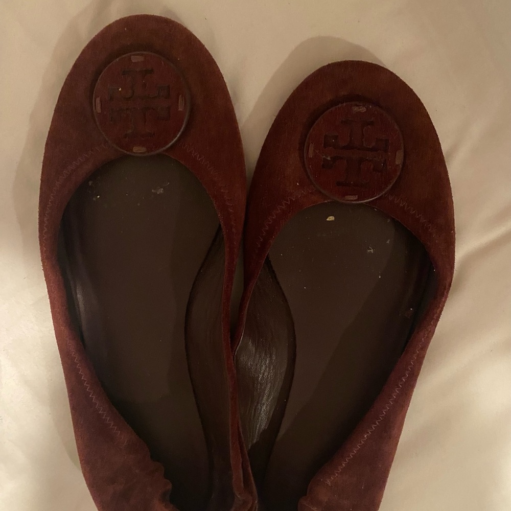 Tory Burch maroon suede flat